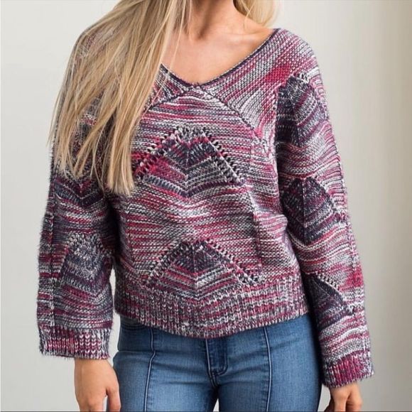 En Creme Chunky Multicolored Fuzzy Knit Sweater - Picture 7 of 7